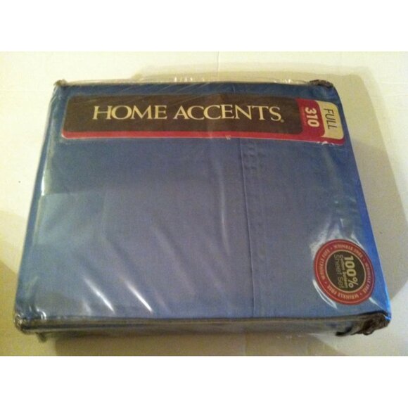 HOME ACCENTS NEW BLUE 100%COTTON SATEEN FULL SHEET SET - Picture 5 of 10